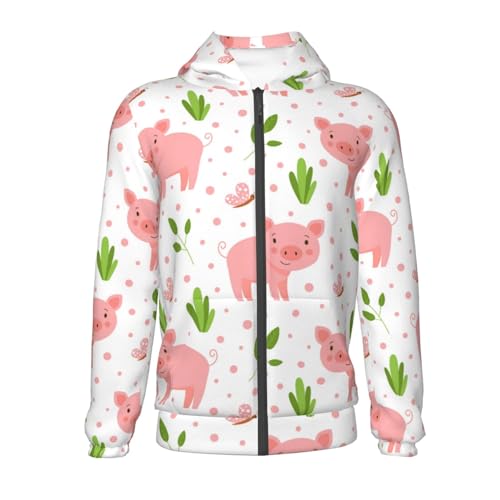 Funny Little Pigs Kid Hoodies Boys Zip Up Sweatshirts Girls Pullover with Pocket2