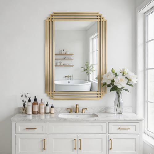 DAOYIJIAJU 36x24 Rectangle Decorative Wall Mirror with Gold Metal Frame