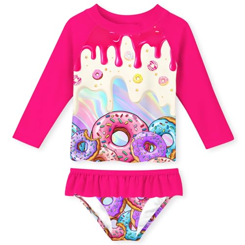 Image of UNIFACO Toddler Girls Swimsuit Rashguard Set Summer Beach Breathable Tankini with UPF 50+ Sun Protection 2-8T