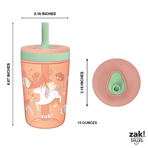 Zak Designs 6929-U265 Kelso Tumbler Set 15 Oz, (Unicorn) Non-Bpa Leak-Proof Screw-On Lid With Straw Made Of Durable Plastic And Silicone, Perfect Baby Cup Bundle thumb #4