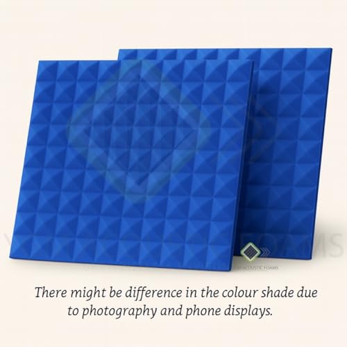 Image of YGM Acoustic Foams Pyramid Acoustic Panels 1 Foot x 1 Foot x 1 inch Thick | 50 Density Acoustical Sound Proof Foam for Room & Studio | Echo Reduction & Noise Absorption (Blue, Set of 36)