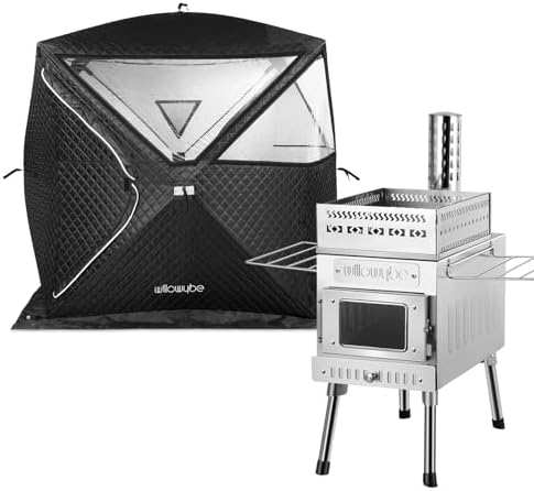 WILLOWYBE Portale Outdoor Sauna Set with Sauna Tent, Sauna Wood Stove for Dry Sauna, Cooking for Family and Friends