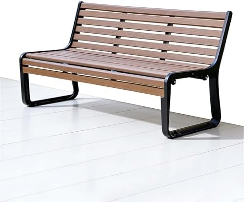 Durable Metal Outdoor Bench - Aluminum Anti-Rust, Weatherproof Garden Bench with Back & Armrests, Perfect Patio Seating for Yard, Park, Front Porch (Dark Brown, 150x68x80cm)