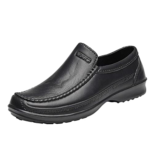Eliogn Men's Fashion Chef Shoes Slip-On Non-Slip Health-Care Dining Shoes Waterproof and Oil-Proof Work Shoes Water Shoes Black 42