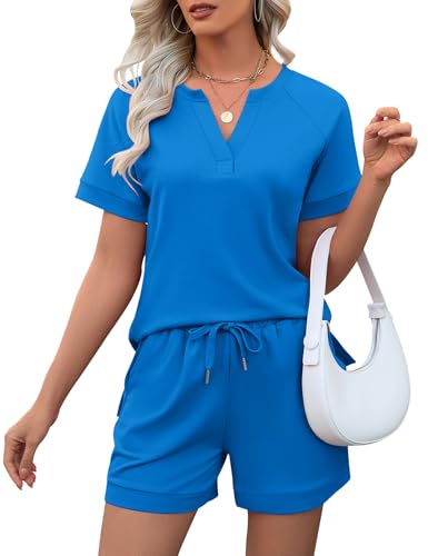 Image of LOMON Womens Two Piece Sets Summer Lounge Sets Sweatsuit Shorts Set Casual Matching Sets
