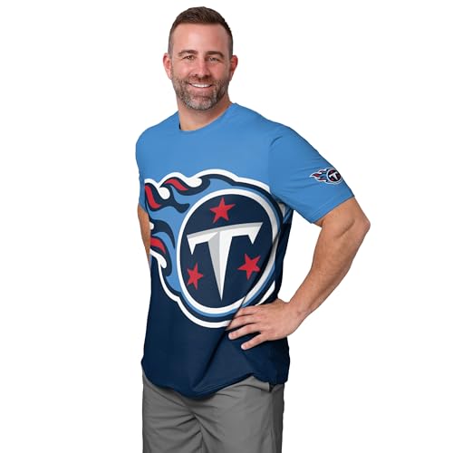 FOCO Men's Standard NFL Team Cropped Big Logo Rash Guard Swim Shirt, Colorblock