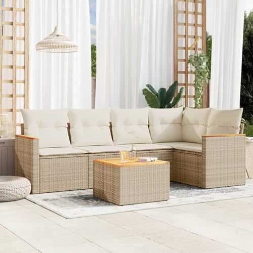IKAYAA 6-TLG Rattan Gartenmöbel Set mit Stauraum Gartenlounge Outdoor...