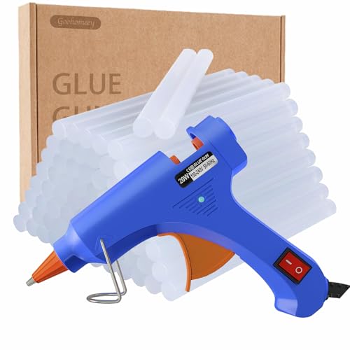 Small Hot Glue Gun 20 watt with 50pcs Hot Glue Sticks for Kids Crafts DIY Arts Quick Home Repairs (Mini Glue Gun Blue 20W & 70 * 110mm)