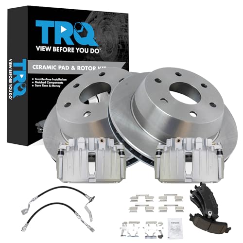 Image of TRQ Rear Brake Pad & Rotor Kit Ceramic Compatible with 2002 Chevrolet Silverado 1500