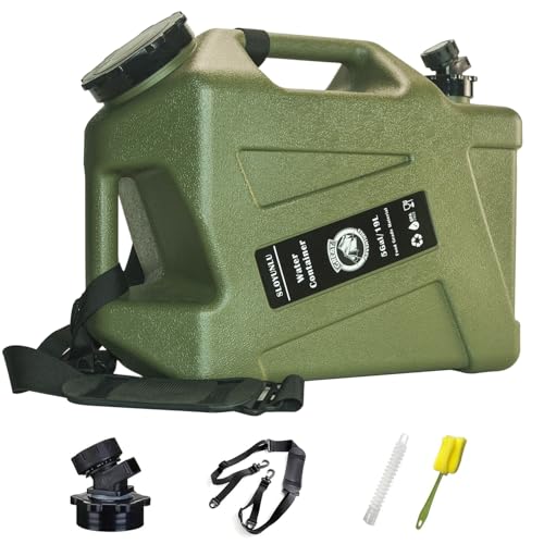 5 Gallon Water Jug with Spigot, BPA Free Leak-Proof Camping Water Container, Portable Emergency Water Storage for Outdoor Hiking, Camping, Home Use, Camping Essentials