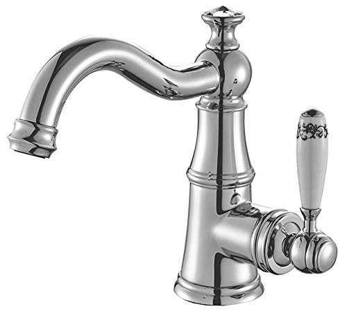 Preisvergleich Produktbild Niederdruck Landhaus Bad Einhebel Armatur Keramik Griff Kristall Glasknauf Chrom Schwenkbar Sanlingo