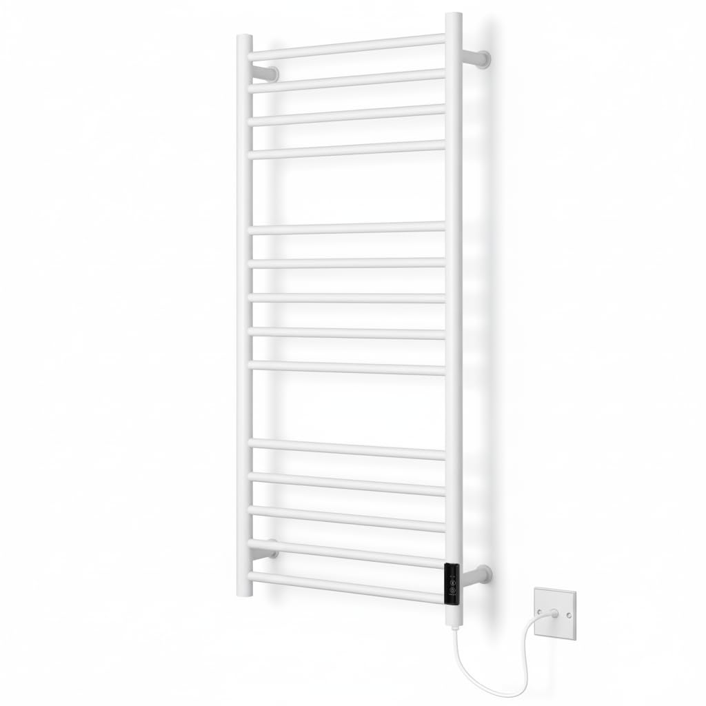 Manissa Siena White Electric Heated Towel Rail 500mm W x 1000mm H