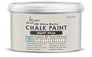 Chalk Paint Light Colors | 500 ML - Ultra Matt Finish | Water Base Acrylic Paint | Coverage : 25 to 50 Sq. Ft. | Apply on Surfaces Like Walls, Boards, Furniture & Home Decor Products (Light Grey)