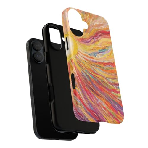Coque rigide mate iPhone 16 Plus jaune protection antichoc design abstrait - 3