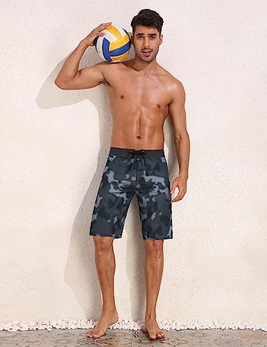 Nonwe Men's Swim Trunks with Compression Liner 2 in 1 Fast Dry Bathing Suits Cargo Surf Board Shorts with Pockets2