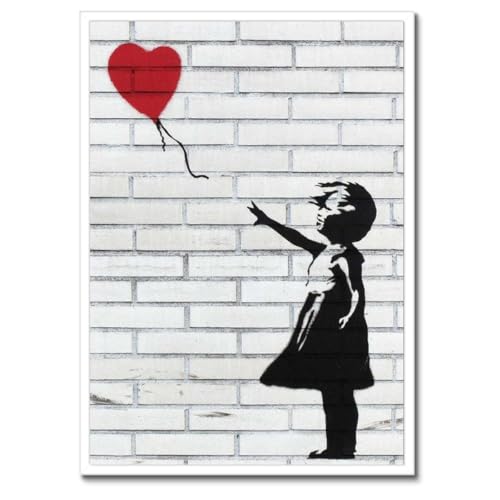 Poster Banksy Balloon Girl cadre noir 50 x 70 cm art mural