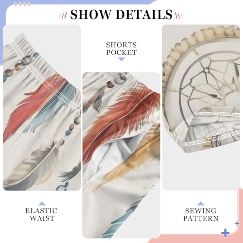 ZZXXB Dream Catcher and Feather Print Boys Long Pants Soft Trousers Elastic Waist Kids Lounge Bottoms with Pockets S-XL4