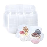 50 Pack 2-Compartment Plastic Cupcake Containers, Individual Cupcake Containers, Disposable Cupcake