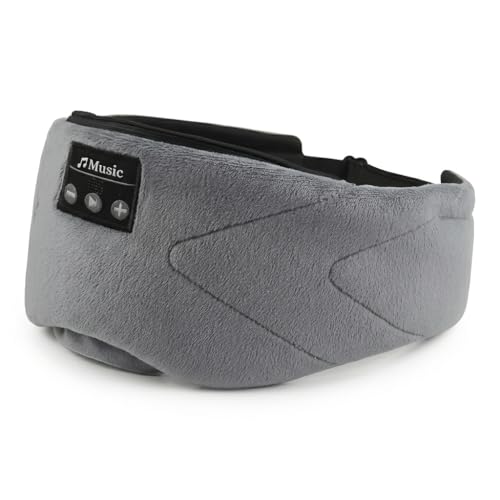 Image of Sleepals Bluetooth Sleep Mask with 24 Built-in White Noise Sounds, Ultra-Slim Headphones for Side Sleepers, 100% Light Blockout 3D Eye Mask, Washable Fleece Sleep Headphones (Gray)