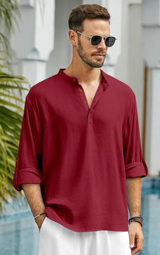 Image of Men's Solid Cotton Blend Regular Fit Mandarin /Chinese Collor Short Kurta for Men