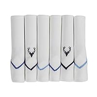 Allen Solly Men’s Cotton White Handkerchiefs with Colored Border & Brand Logo (Pack of 6)