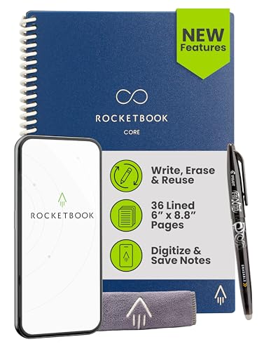 Rocketbook Core Reusable Smart Notebook, Lined Pages For...