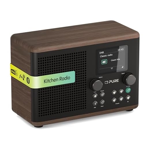 Pure Classic H4 Digitales Küchenradio (DAB+/FM, Bluetooth, USB, AUX, Küchentimer, Wecker), Coffee Black/Walnut