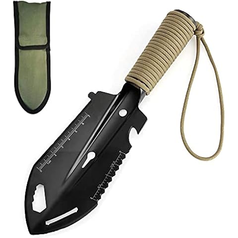Backpacking Trowel Camping Shovel Hiking Trowel Gardening Tool Multitool 9 in 1 Multi-Purpose Tool with Carrying Bag and Paracord Good for Digging Metal Detecting Gardening and Outdoor Survival Cover
