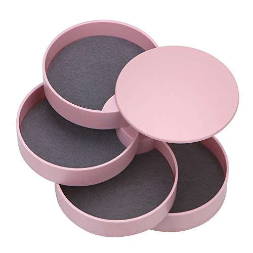NOPNOG Boîte de rangement à bijoux pour femme - 4 couches - Plateau de rangement rotatif avec couvercle - ABS (rose) Cover