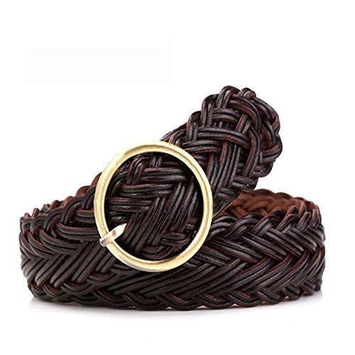AIMEITE Geflochtener Gürtel Damen Ledergürtel Elastischer Gürtel Casual Stretchgürtel Leder Flechtgürtel Jeansgürtel Anzugsgürtel Damenledergürtel (Braun) Cover