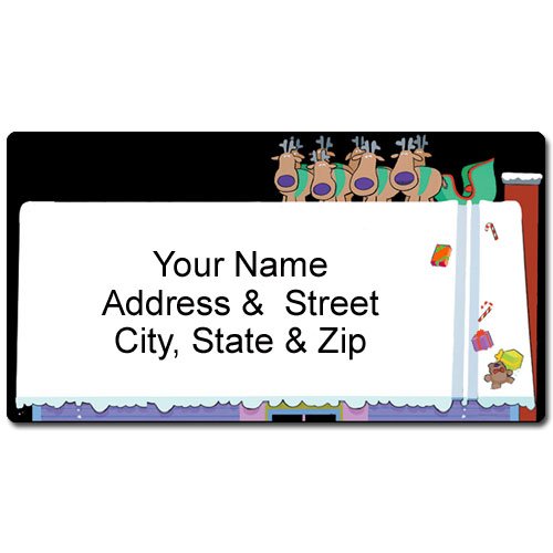 Funny Christmas Address Label - Santa Slide Customized Return Address Label - 90 Christmas Address Labels
