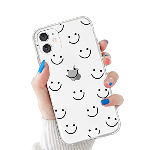 Emlivi Compatible avec iPhone 11 Pro - Coque transparente - Motif smiley - Pour femmes et filles - Mode - Souple et durable - Coque fine en TPU - Pour iPhone 11 Pro - Transparent - Smiley Cover