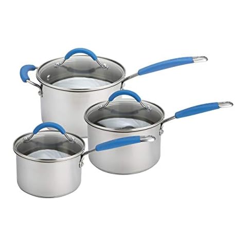 Joe Wicks Quick & Even Stainless Steel Cookware - 3 piece deep profile saucepans Cover