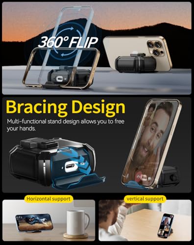 Image of Pohgelan Compatible with AirPods 4 Case (Balck) | Magnetic Automatic Lock with Phone Stand & Cleaning Kit,Compatible with Magsafe