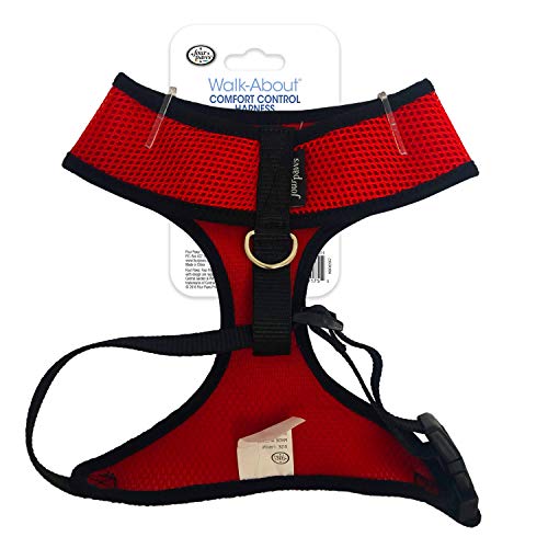 Image of Four Paws Walk-About Comfort Control No-Pull Harness for Dogs, Adjustable Soft Padded Breathable Air Mesh Dog Vest for Walking, Red, Large