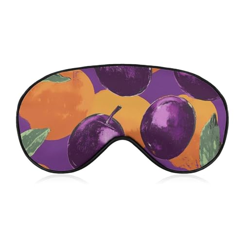 Plums and Orange Sleep Mask Eye Shade Cover Adjustable Strap for Travel Lunch Break Women Men