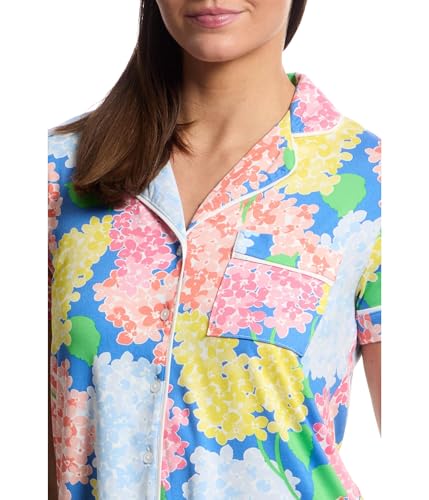 Image of kate spade new york Short Sleeve Brushed Jersey Notch Boxer Pajama Set