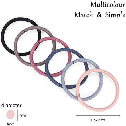 OWill 100pcs Elastic Hair Band, 6 Color Elastic Band Ponytail Clip, 4 mm Ring Womens Hair Bands, Hair Ties Bobbles for Women and Children