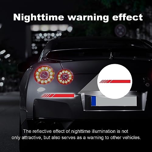 Image of Augeny 4 PCS Car Rear View Mirror Stickers, Waterproof Vinyl Auto Side Rearview Mirror Stripes, Universal Reflective Anti-Collision Striped Warning Decal for Most Vehicles (Red)
