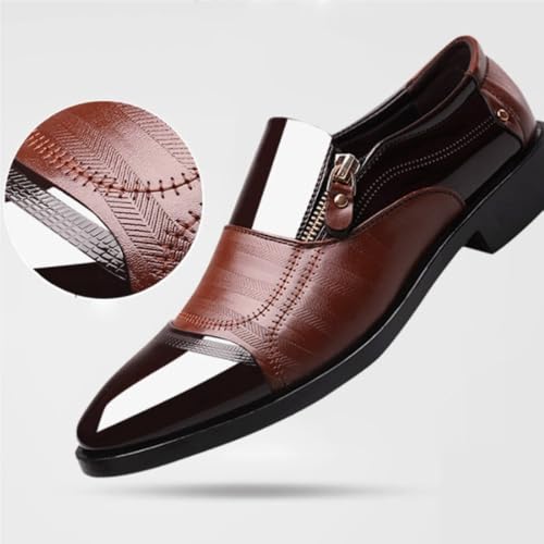 Mens Classic Business Dress Shoes Formal Wedding Office Oxford Slip On Elegant Black2