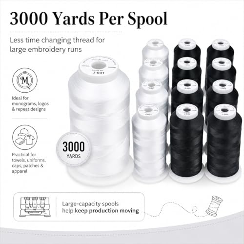 Simthread 12 Spools 3000 Yards 40WT Hilo de Bordar miniatura 3