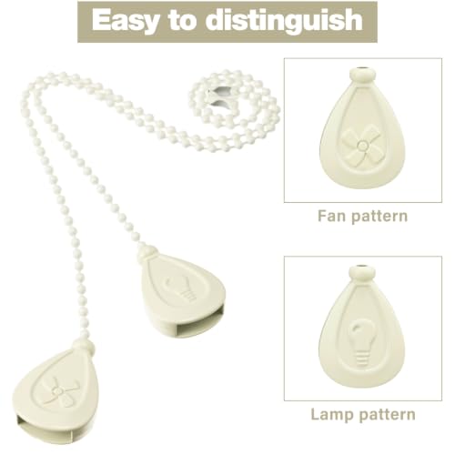 Image of Patelai 4 Pieces Ceiling Fan Pull Chain Extender Ornament 12 Inch Ceiling Pull Chain Extension Classic Drop Shaped Pendant Beaded Ball Cord for Fan light lamp decorative with Connector (Cream Color)