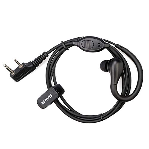 Retevis RT22/RT622 Funkgerät Headset, 2 pin Ohrhaken-Ohrhörer, Sicherheits-Headset, Kompatibel RT24 RT27 RT28 RT619 eSynic UV-5R BF-88E BaoFeng BF-888S Kenwood (1 Stück)