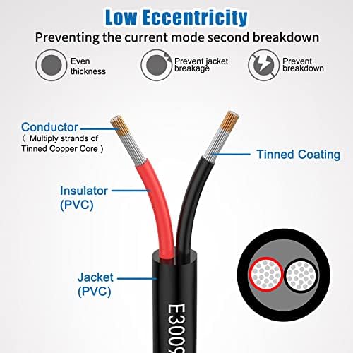 24 Gauge Wire 24/2 Electrical Wire 2 Conductor Extension Cable 20FT UL2464 DC 5V/12V/24V/300V 24 AWG Oxygen Free Stranded Tinned Copper Wire Low Voltage Cable for LED Lamps Automotive - 2