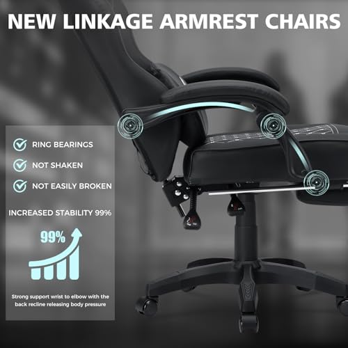 HOFFREE Gaming Chair Computer Chair with Speakers Massage Game Chairs with Footrest Bluetooth High Back Ergonomic Computer Gaming Chairs for Adults Reclining Video Gamer Chair Black の商品画像 7