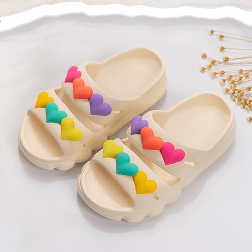Kids Cloud Slides Girls Cute Colorful Hearts Slip On Slide Sandals Comfort Non-Slip Thick Sole Bathroom Slippers3