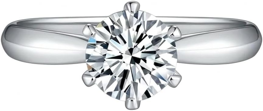 1 Carat Moissanite Solitaire Engagement Ring, S925 Silver, Six-Prong Classic Style, Round Cut, Women's Wedding Band