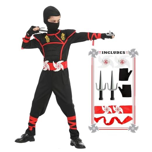 SATKULL Ninja Costume Boy&Girl Halloween Luxury Ninja Costume Dragon Ninja Muscle Costume Ninja Foam Toys for Kids(kids-L-8/9T)