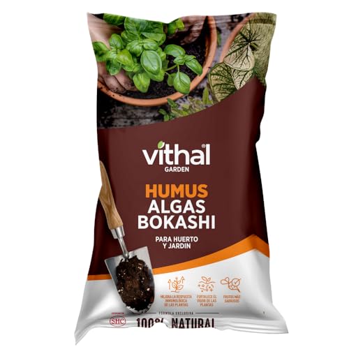 VITHAL Humus De Algas Bokashi 20 L - Compost 100% Vegetal Para Mejorar El Crecimiento Vegetativo, Prolonga La Floración Y Formación De Frutos, Apto Para Agricultura Ecológica