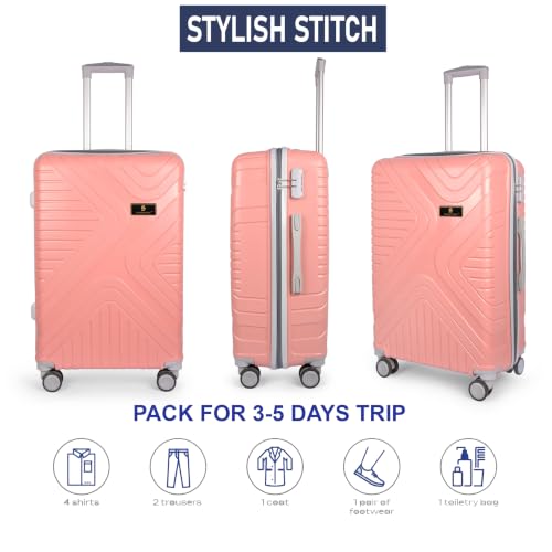 Image of Small Cabin Suitcase Rose Gold Polypropylene Hard Shell Trolley Bag with 360 Degree 8 Spinner Wheels and Number Lock, 54 cm